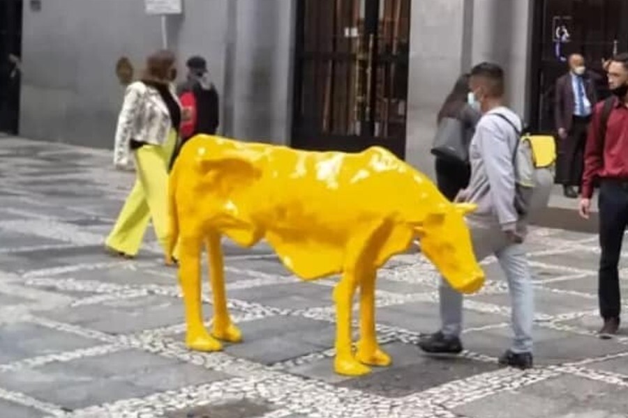  Depois do touro, ‘vaca magra’ é instalada em frente à Bolsa de SP