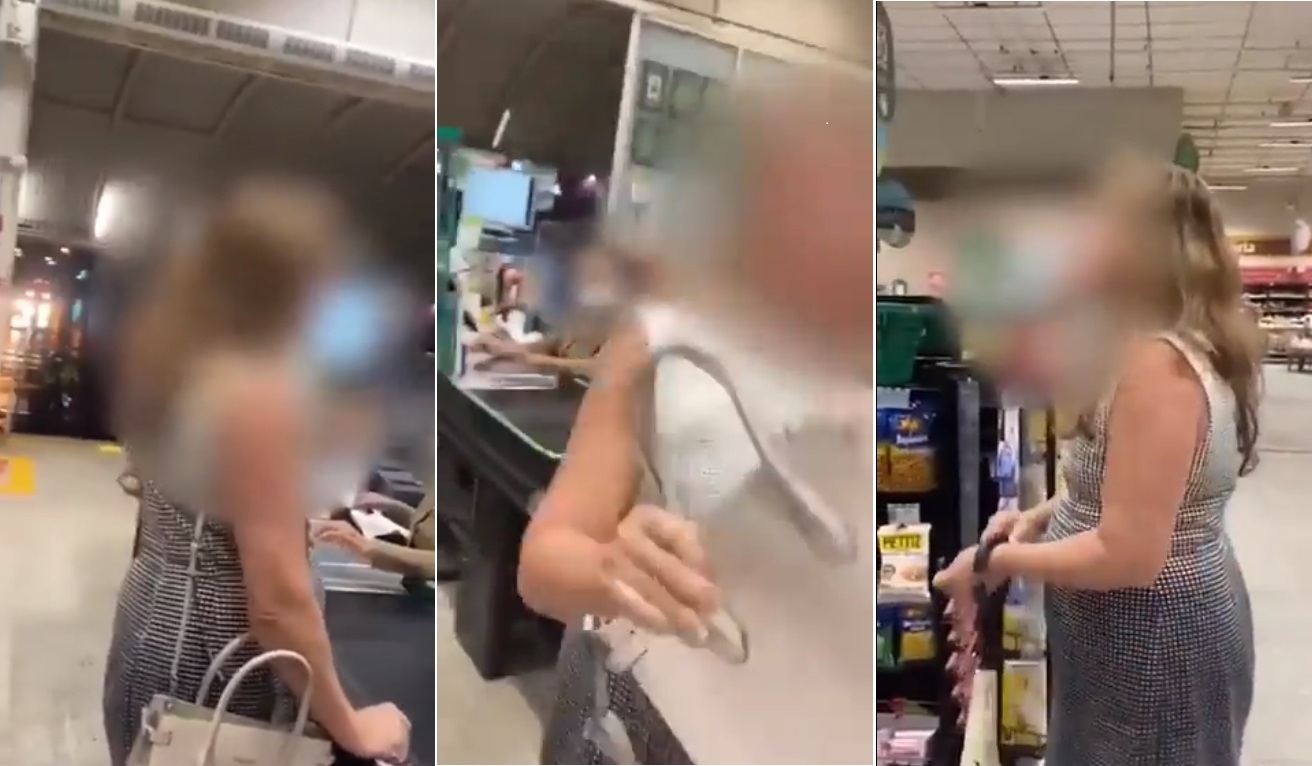 Mulher se recusa a usar máscara e ataca pessoas em supermercado