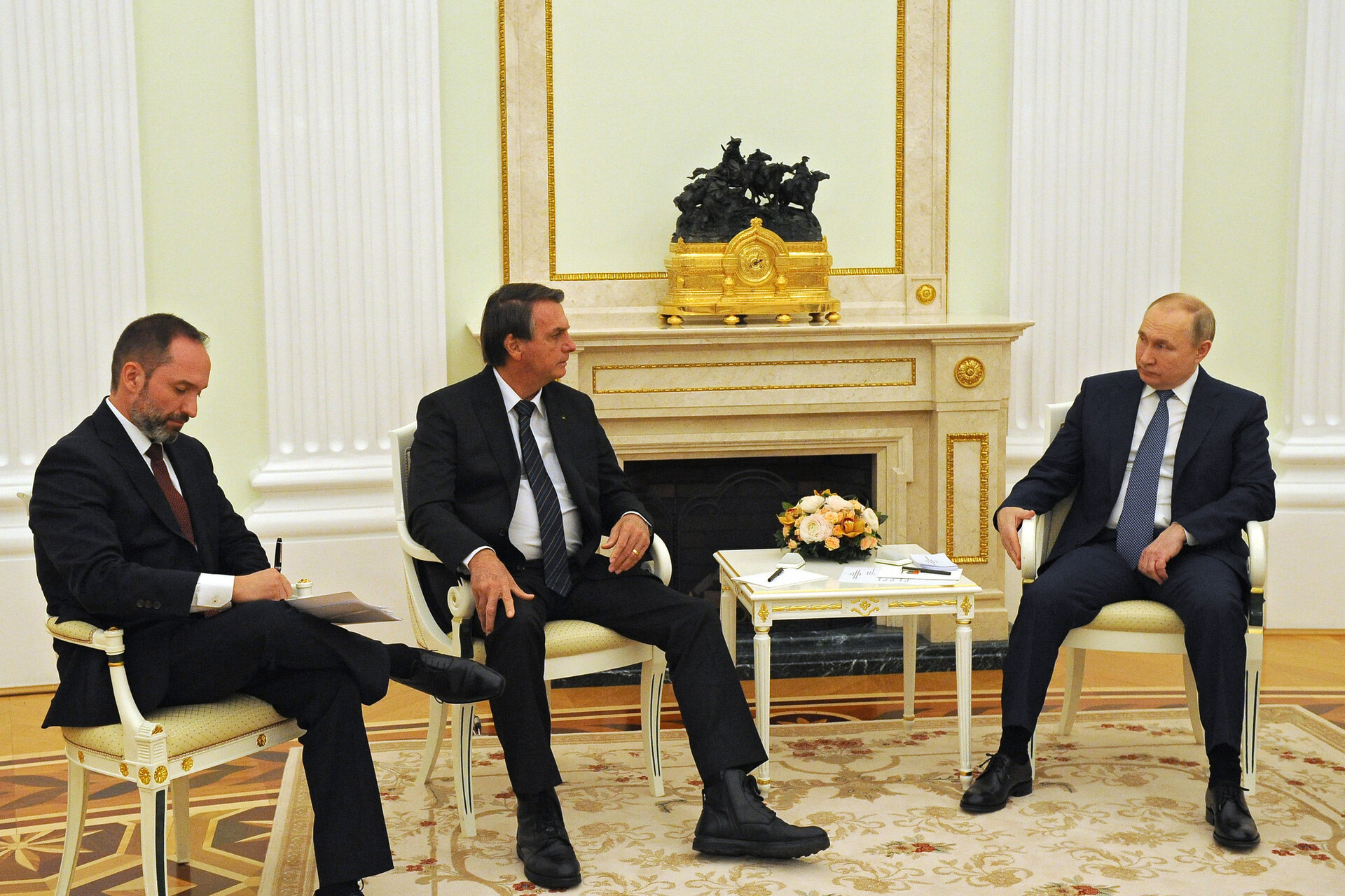 Bolsonaro durante encontro com o presidente da Rússia, Vladimir Putin