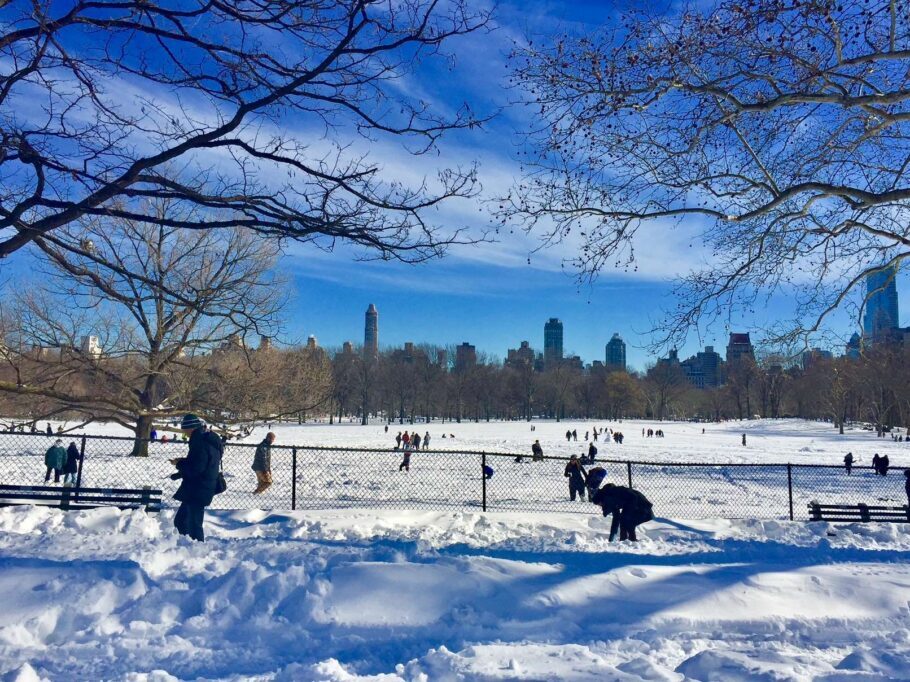 O Central Park com neve é maravilhoso!