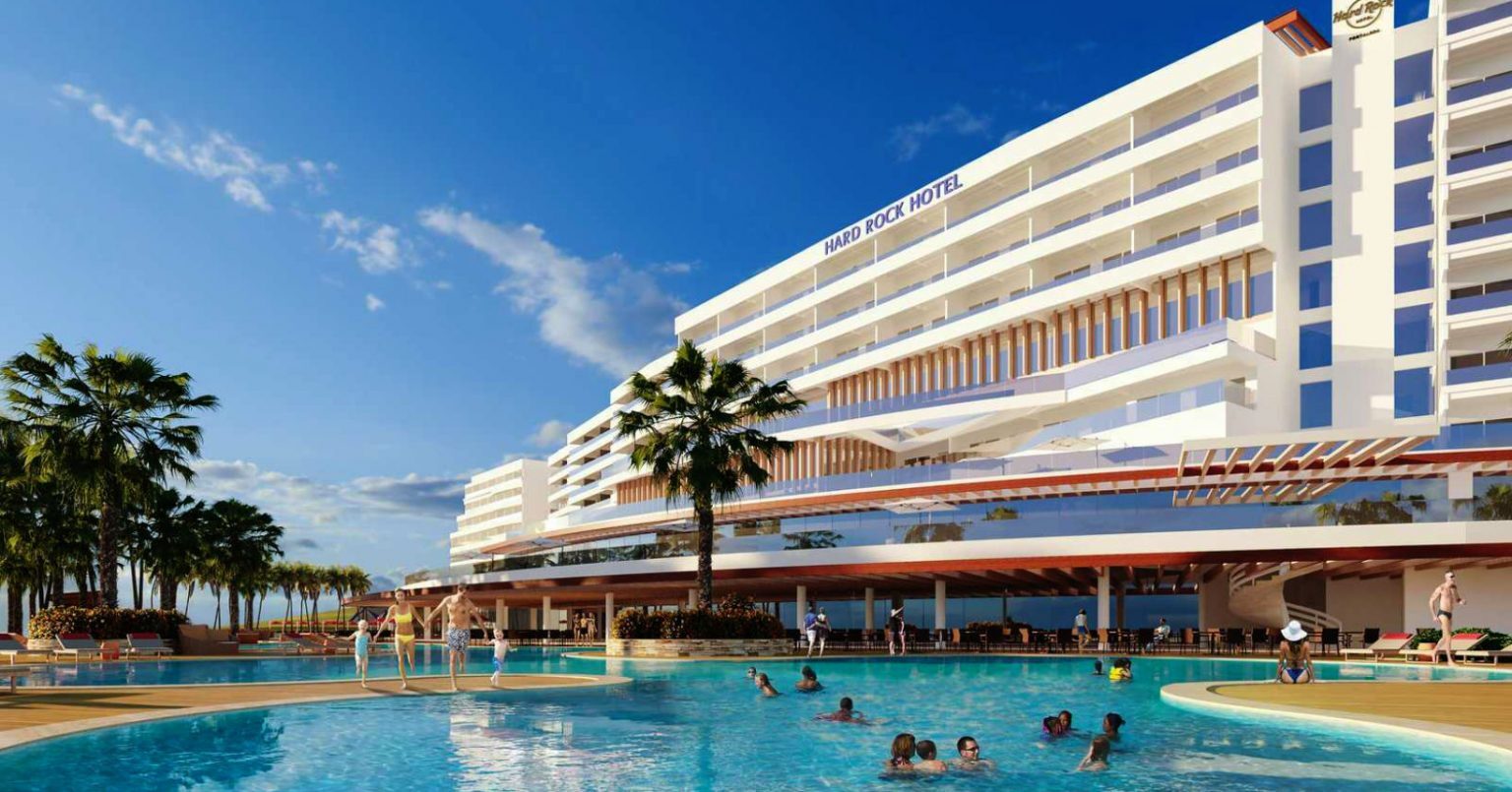 Área da piscina do Hard Rock Hotel Fortaleza, que será o primeiro a ser inaugurado no Brasil