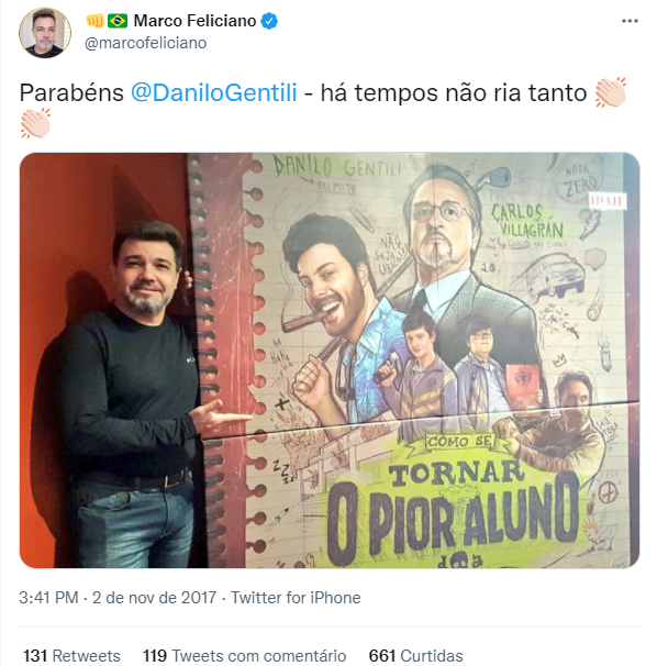 Marco Feliciano, apoiador de Bolsonaro, elogiou o filme de Danilo Gentili em 2017