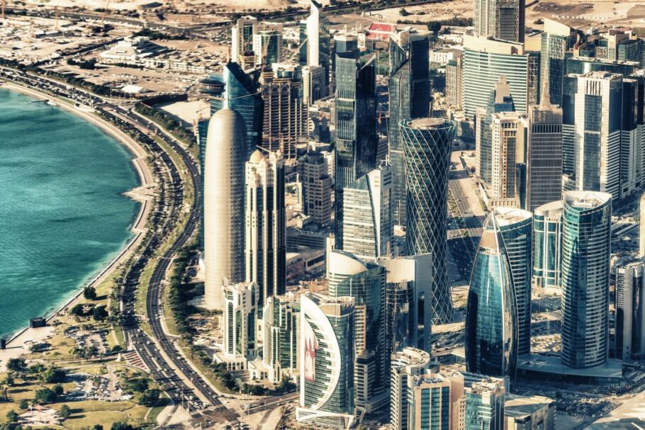 Visão aérea de Doha, capital do Catar, sede da Copa do Mundo 2022