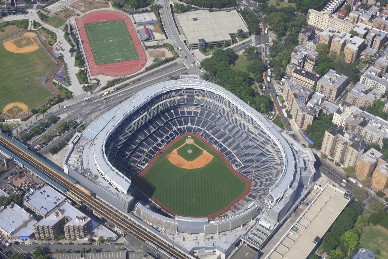Vista aérea do Yankee Stadium, casa dos Bronx Bombers 