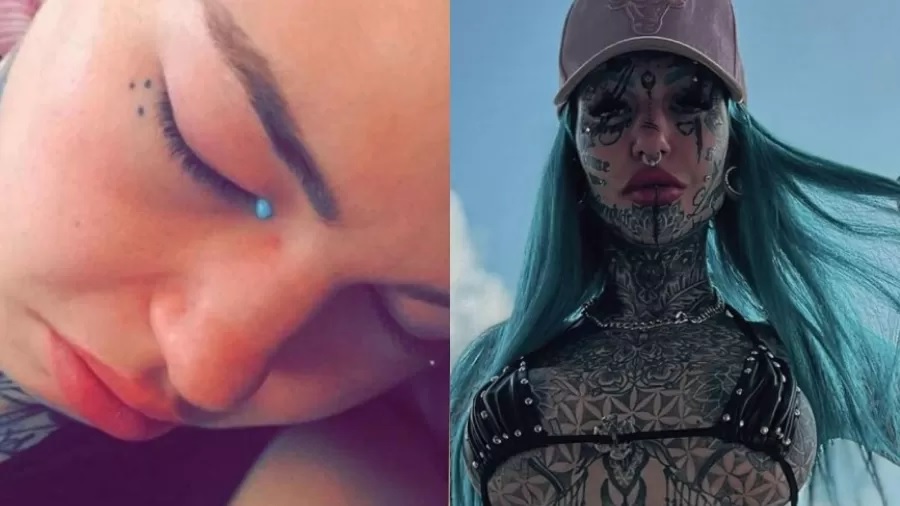 Modelo revela que após tatuagem nos olhos ficou cega e chorou azul