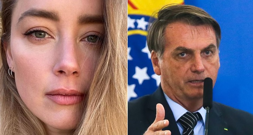 Provavelmente desocupado, Bolsonaro alfineta Amber Heard sobre Jhonny Depp