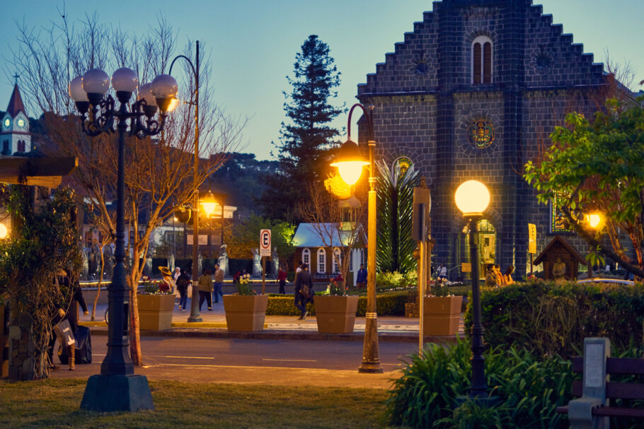 Praça Major Nicoletti, no centro de Gramado, na Serra Gaúcha