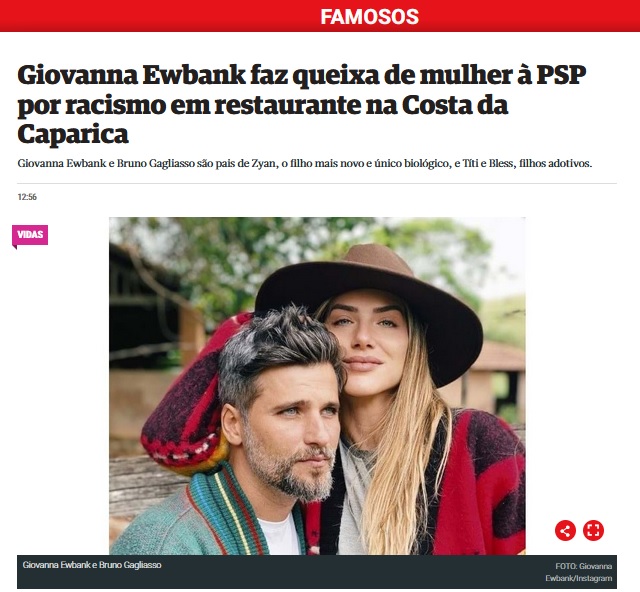 Episódio de racismo com Gio Ewbank repercute na imprensa portuguesa