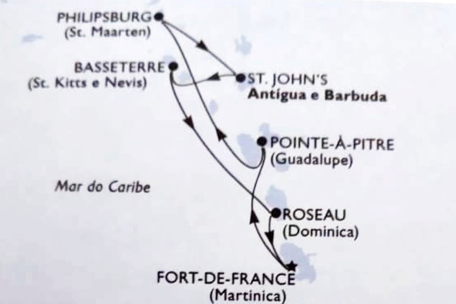 Um dos itinerário dos cruzeiros de 7 noites da MSC com embarque em Fort-de-France , na Martinica