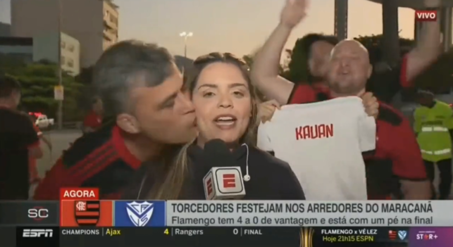Torcedor do Flamengo é preso após importunação sexual contra repórter ao vivo