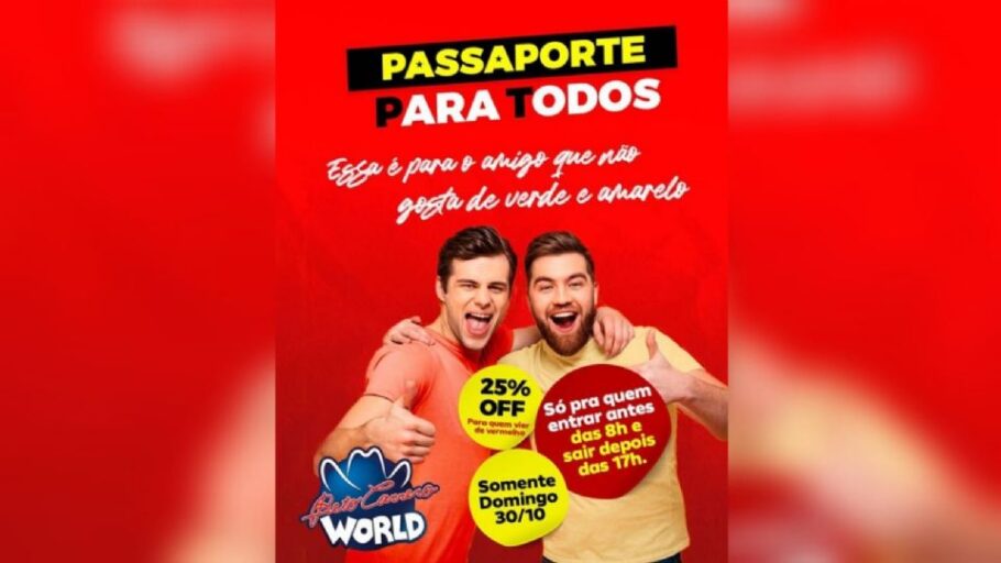 Anúncio do parque Beto Carrero World oferece desconto a eleitores de Lula para não irem votar