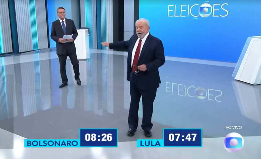 Lula e Bolsonaro em debate no 3º bloco do debate