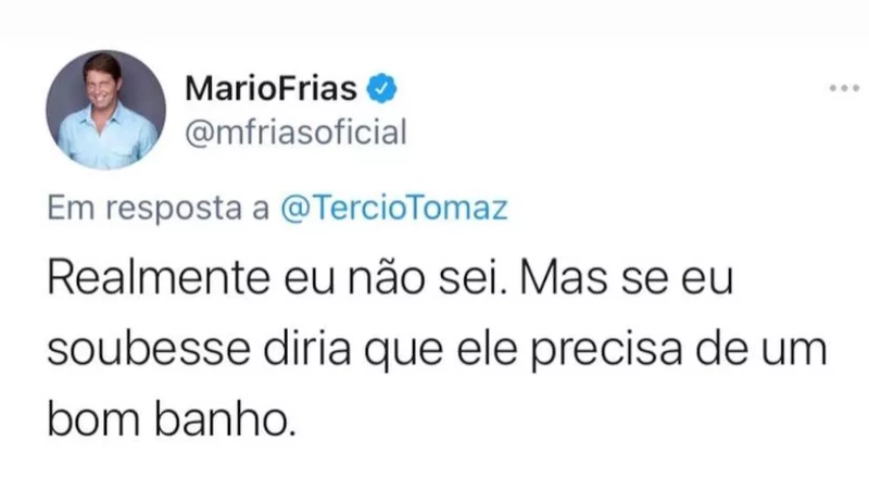 Mario Frias em tweet racista