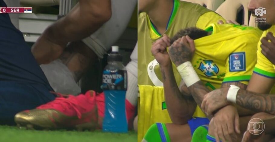 Neymar e flagrado chorando no banco de reservas, com gelo no tornozelo, e preocupa fãs