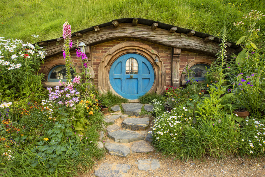 Uma das casas da Hobbiton usadas nos filmes da saga “O Senhor dos Anéis”