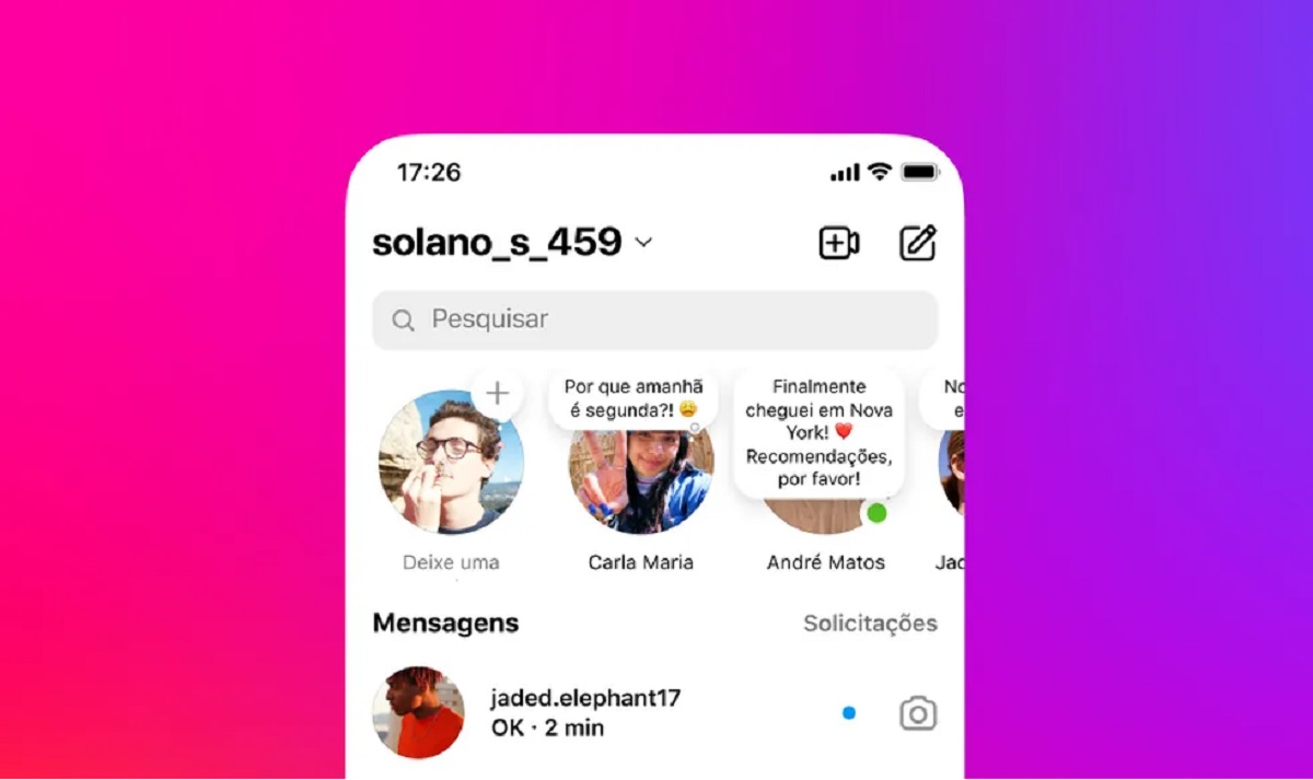 Nova função: Instagram cria ‘notas’ em aba de mensagens