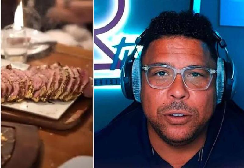 Ronaldo rebate críticas por comer bife folhado a ouro
