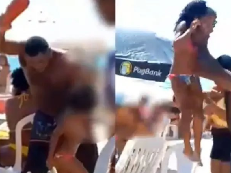 Pai é flagrado batendo nas duas filhas em praia de Salvador