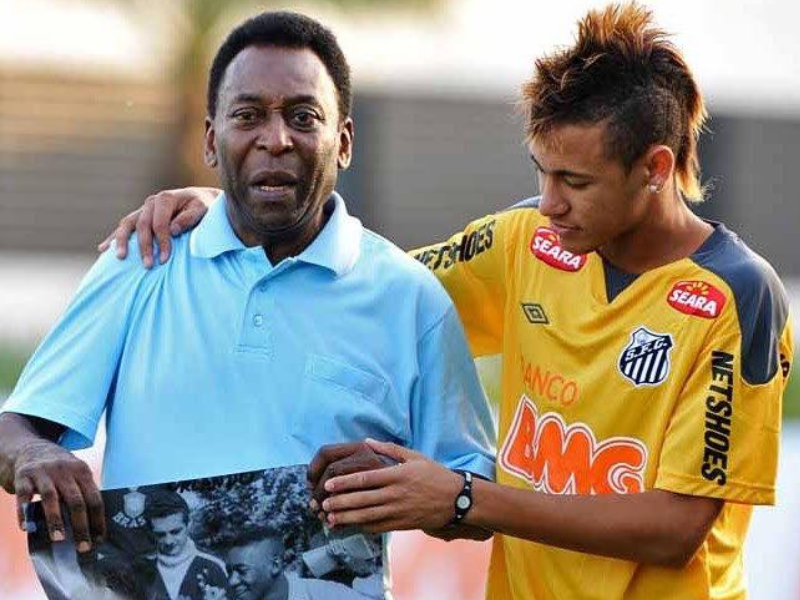 Neymar e Pelé juntos na Vila Belmiro