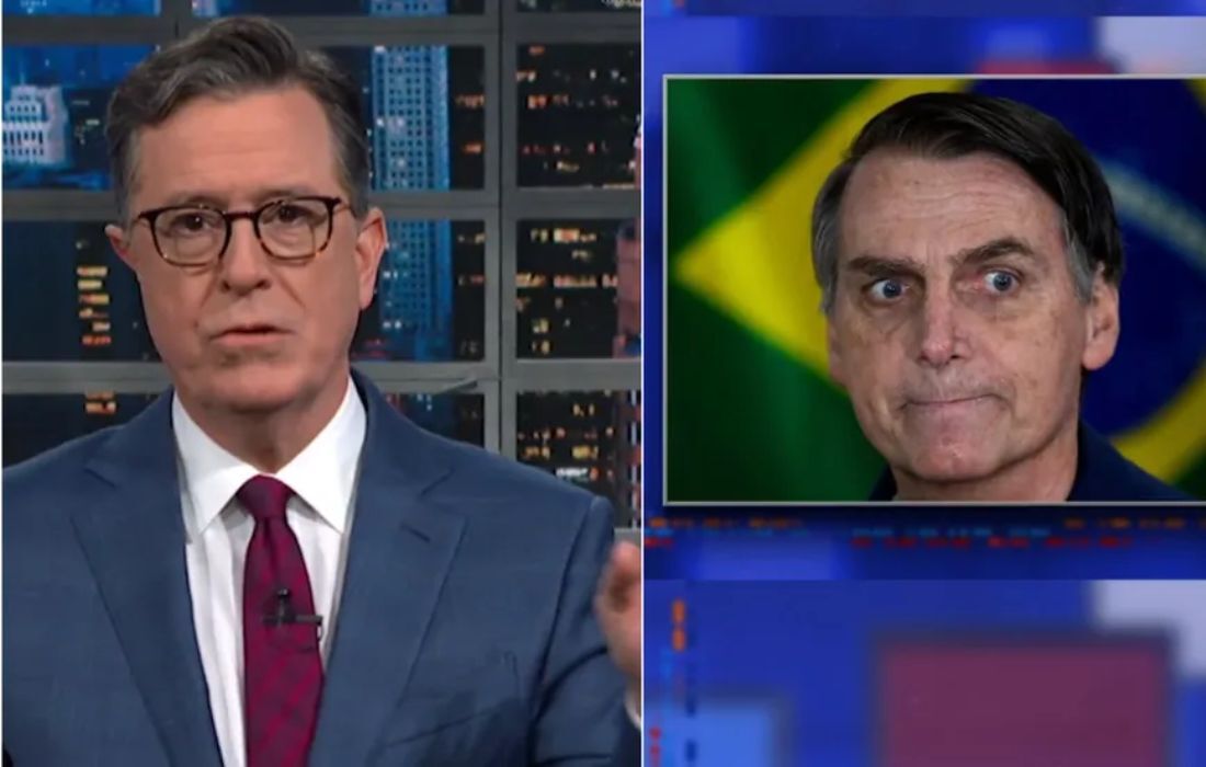 O apresentador do talk-show, Stephen Colbert, fez piada com o ex-presidente Jair Bolsonaro