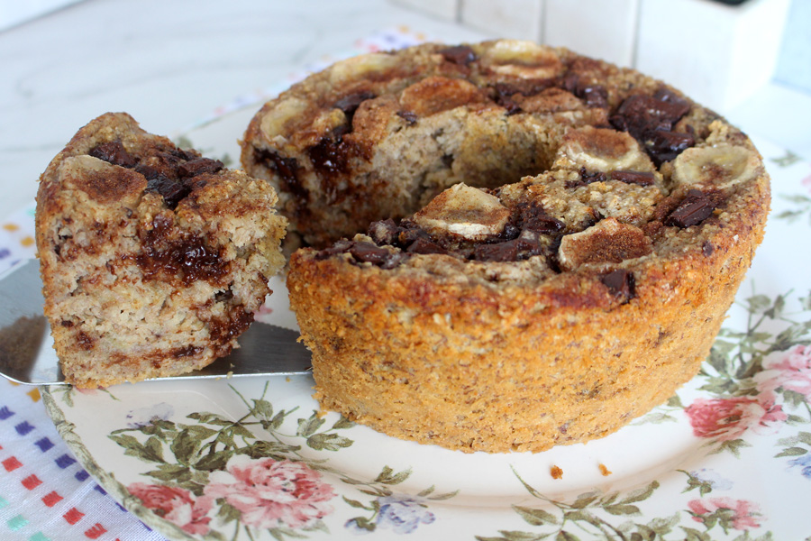 Bolo de banana com chocolate sem glúten