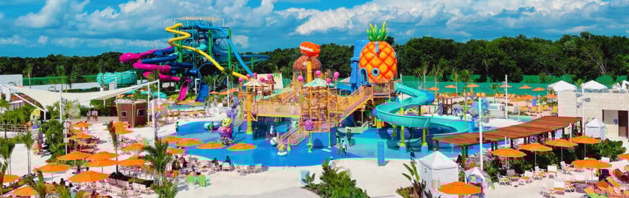 Vista panorâmica do Aqua Nick, parque aquático da Nickelodeon na Riviera Maya