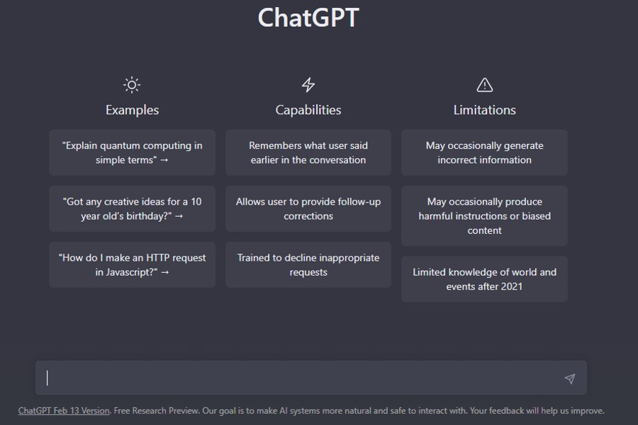 Página inicial do ChatGPT no Google Chrome