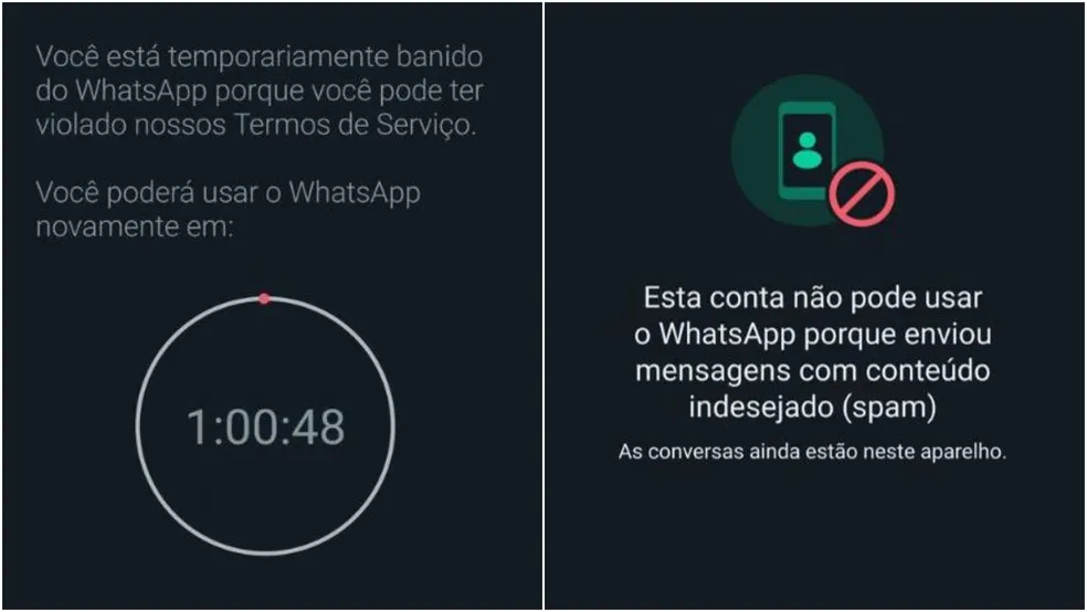 WhatsApp banido temporário e permanentemente