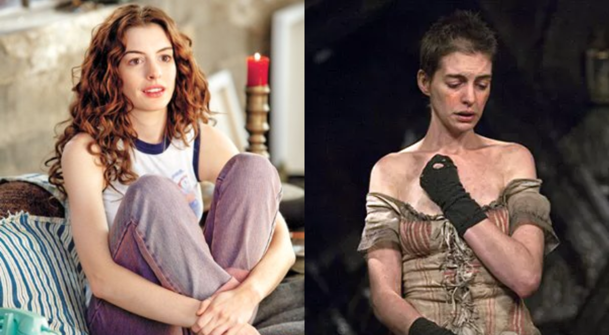 Na segunda foto, Anne Hathaway aparece em seu papel na adaptação musical “Os Miseráveis”