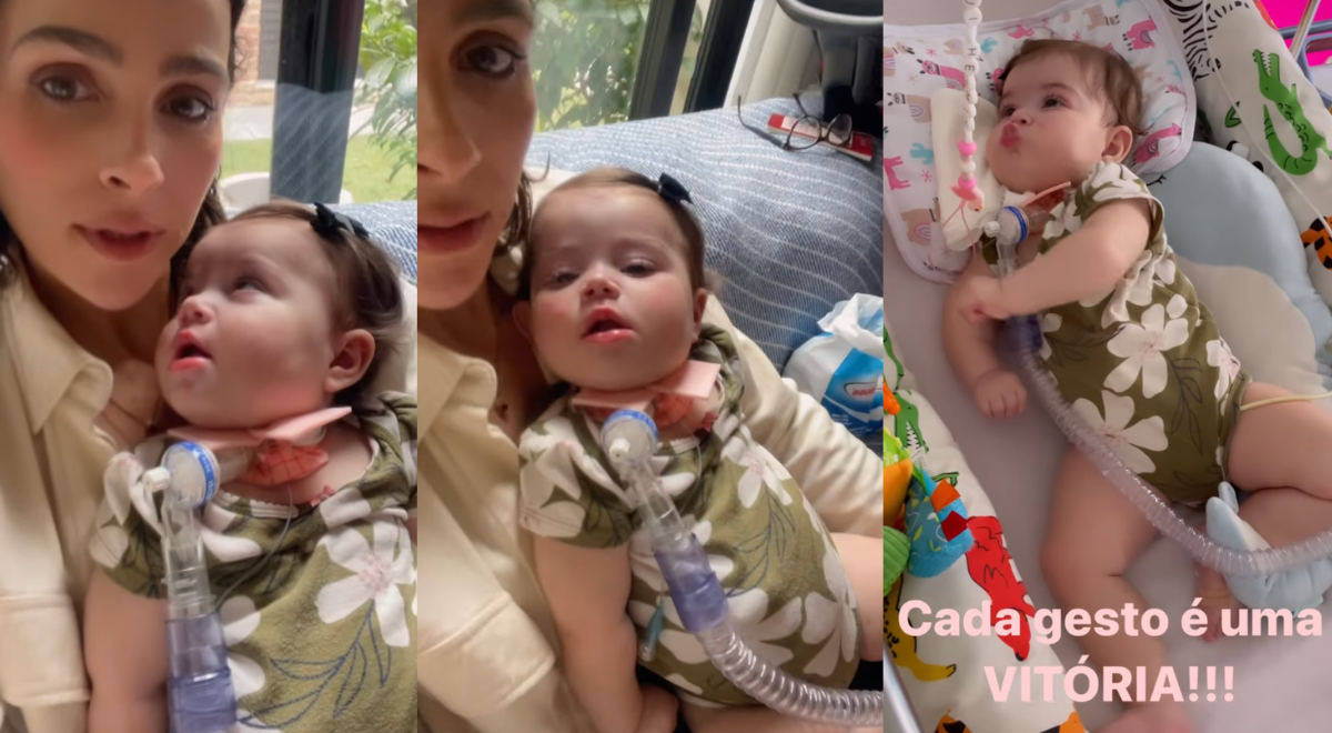 Leticia Cazarré mostrou a evolução da filha, Maria Guilhermina, nos Stories do Instagram