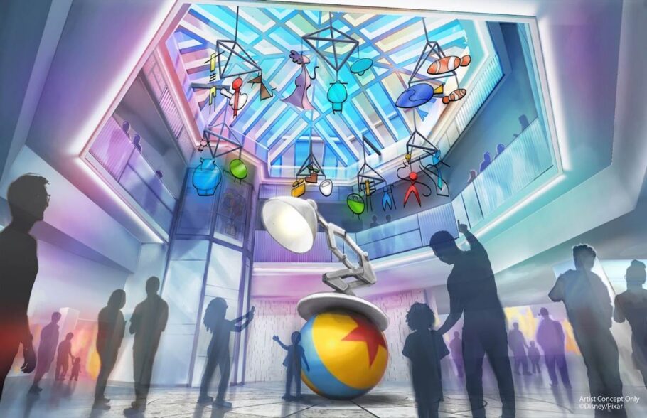 Ilustração mostra como será o hotel temático da Pixar