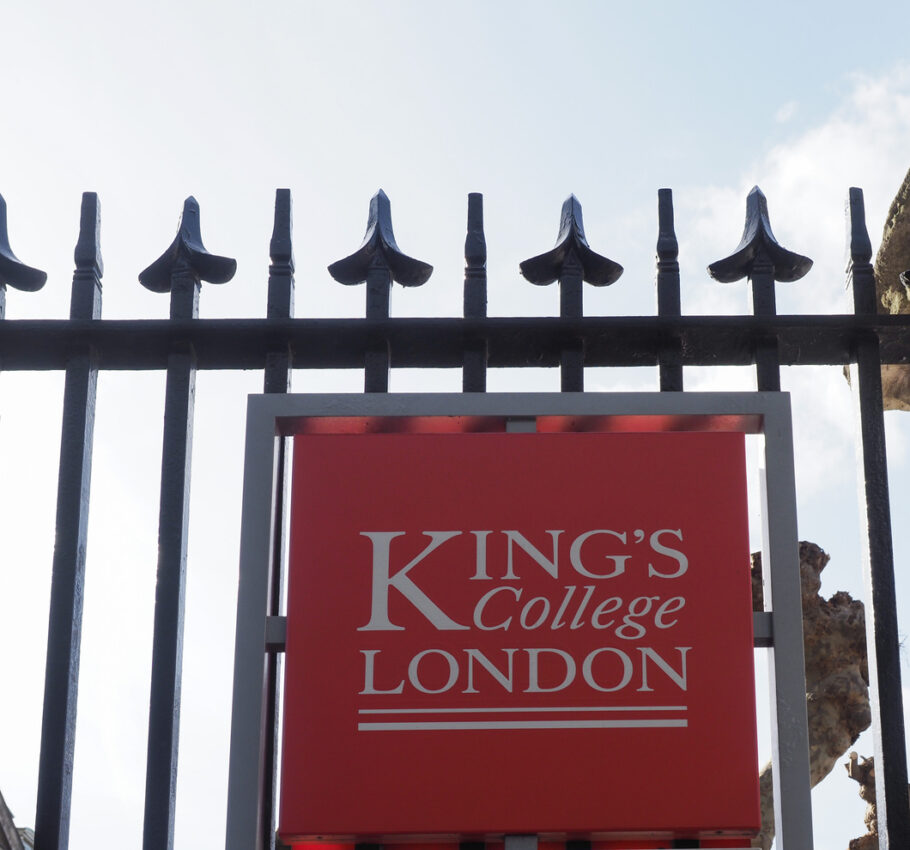 London, Uk – Circa October 2022: King’s College sign