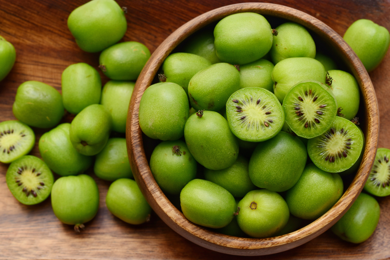 Kiwi anão é uma das fontes mais ricas de polifenois e vitamina C e pode ajudar a inibir doenças como o câncer – iStock/Getty Images