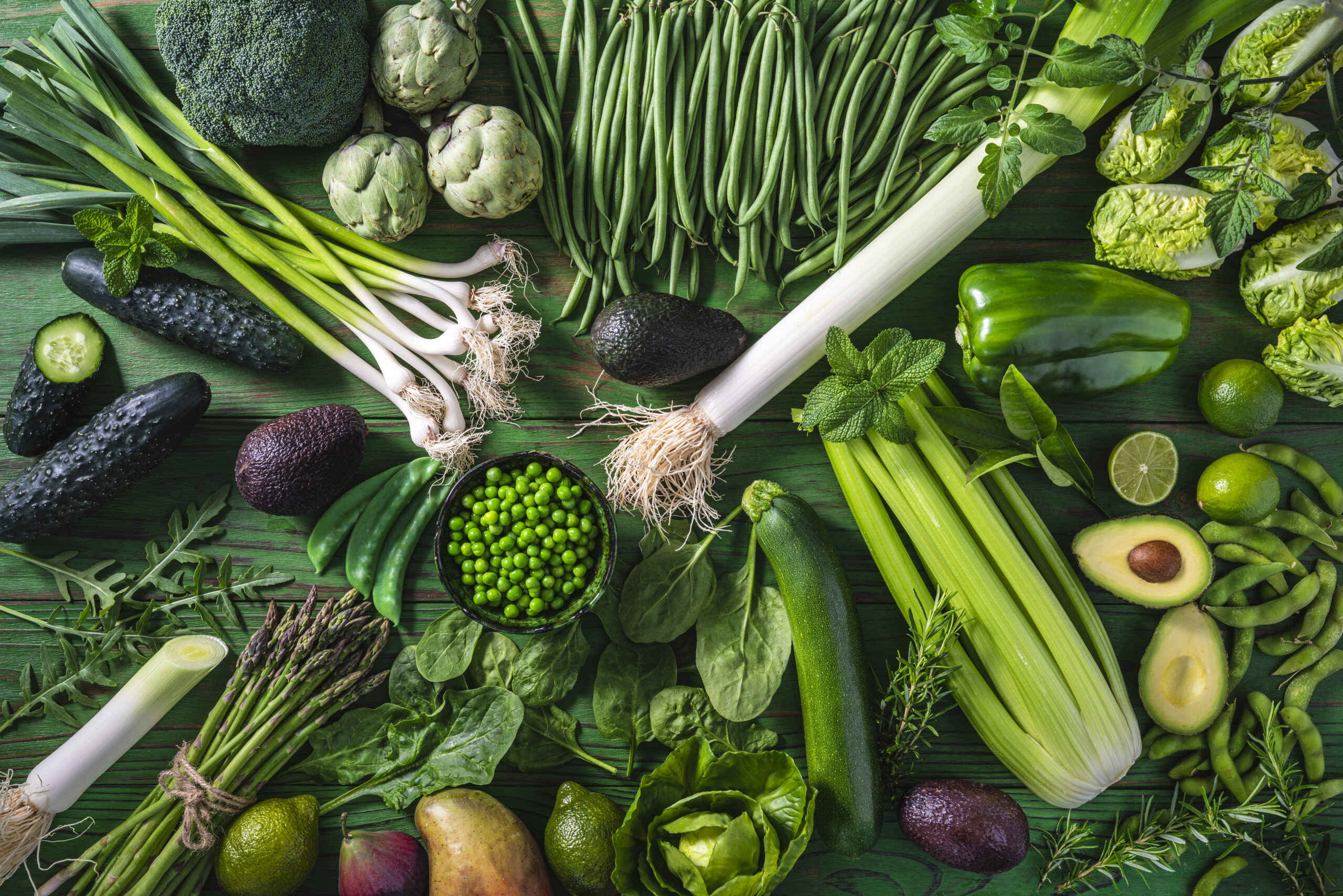 Vegetais verdes são benéficos no controle do colesterol