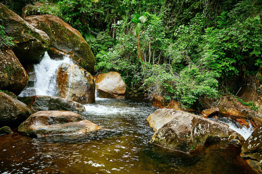 Cachoeira no Parque Estadual da Serra do Mar, em Caraguatatuba