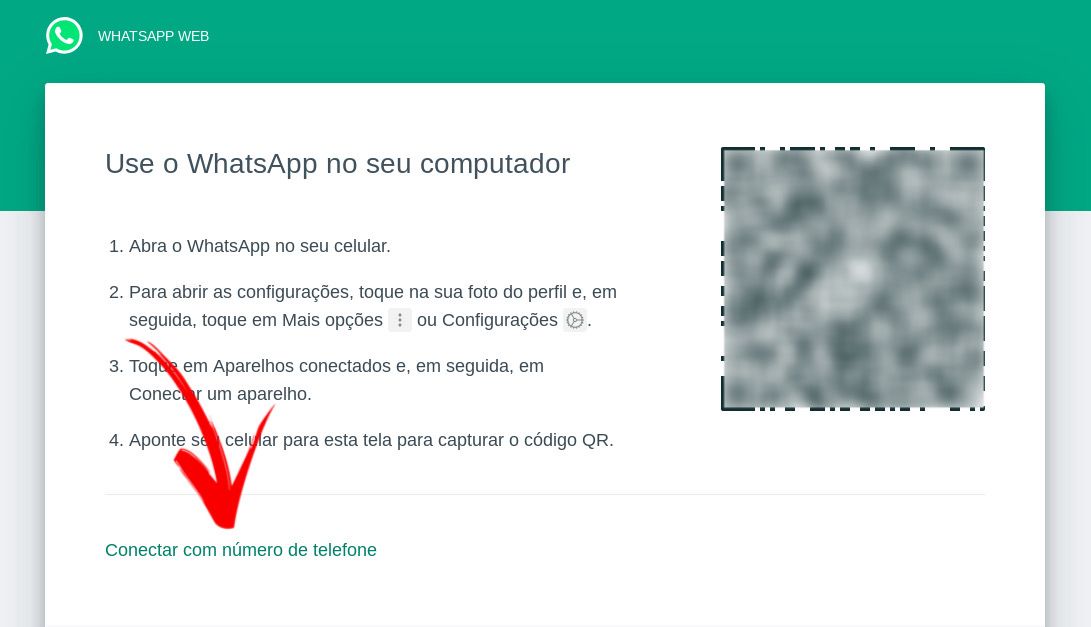 Print mostra onde você precisa clicar no WhatsApp Web