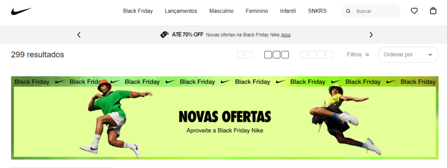 Black Friday da Nike oferece descontos de mais de 50%