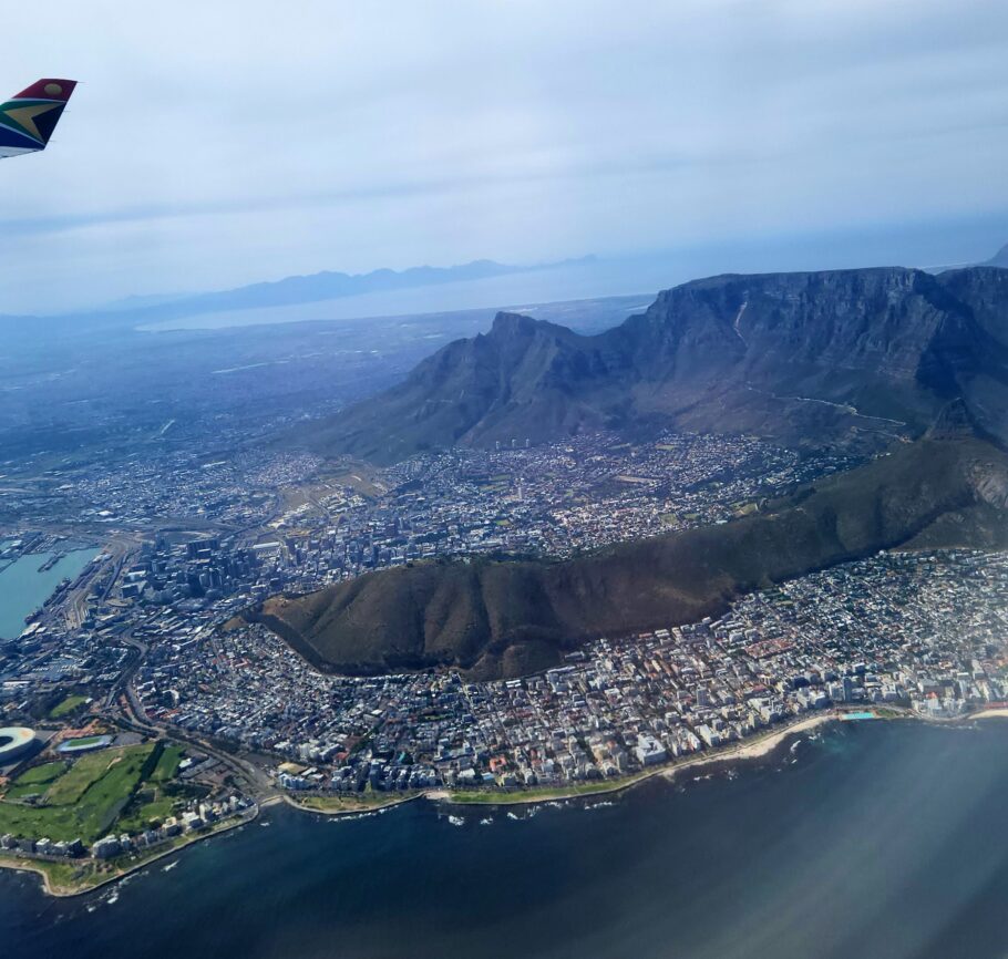 Vista da chegada a Cape Town, na África do Sul