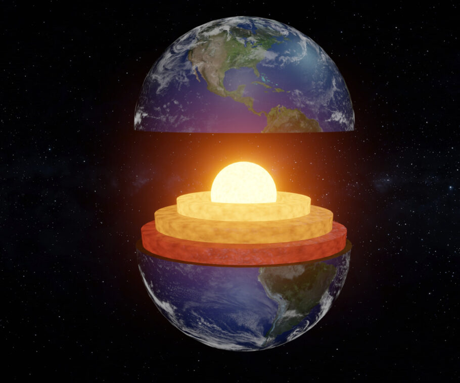 Ilustração mostra o núcleo da Terra