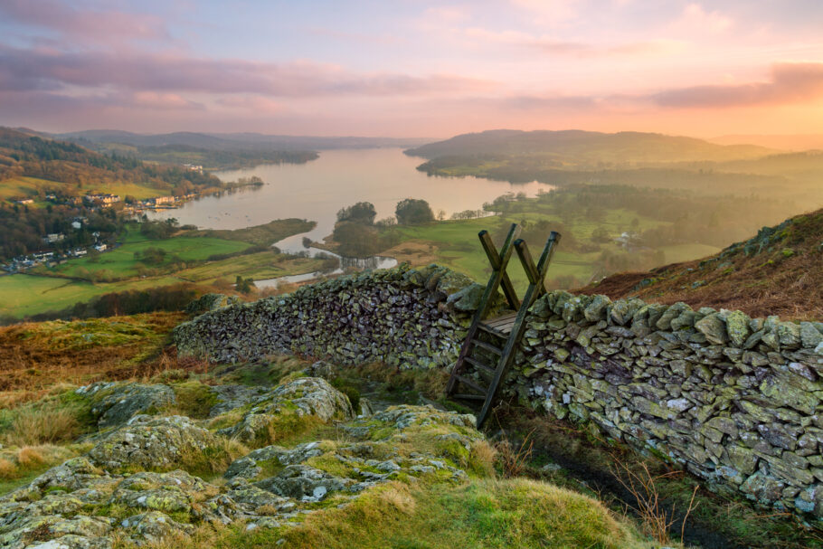 Bela vista de Lake District, no norte da Inglaterra