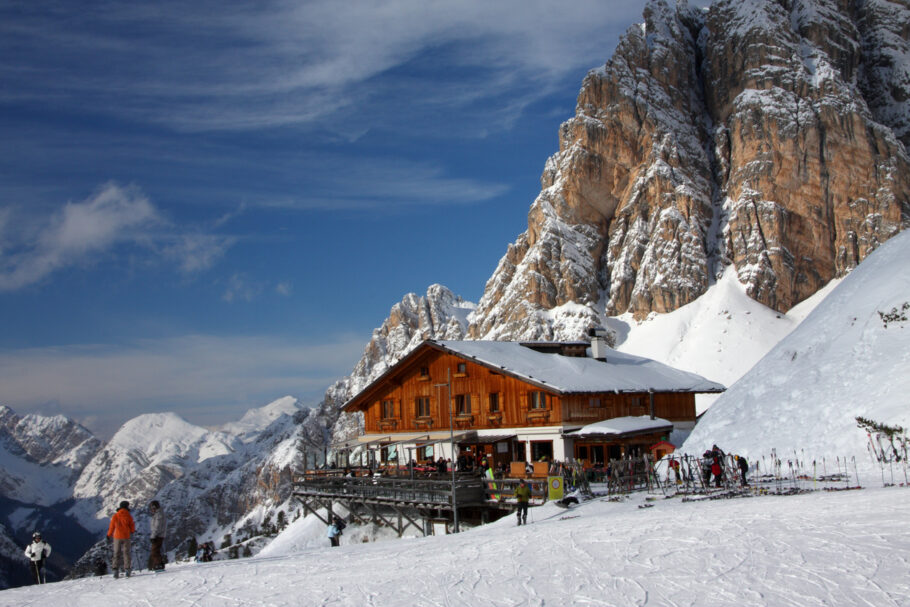 Estação de esqui em Cortina d’Ampezzo, nos Alpes italianos
