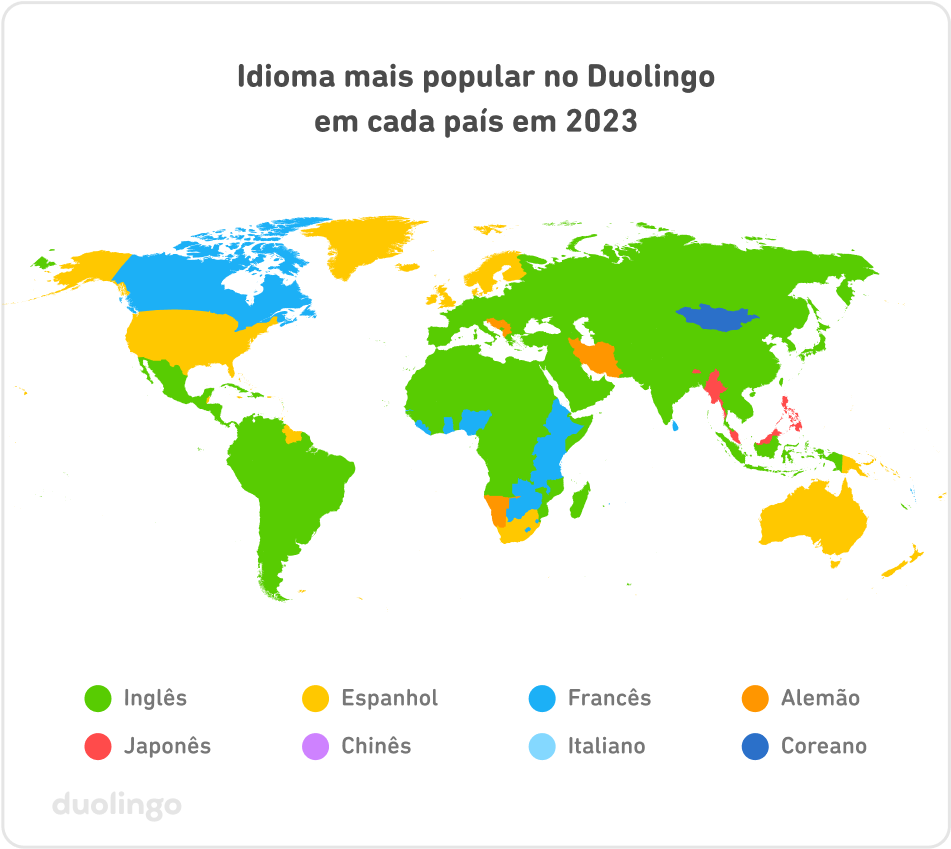 Idioma mais popular em cada país