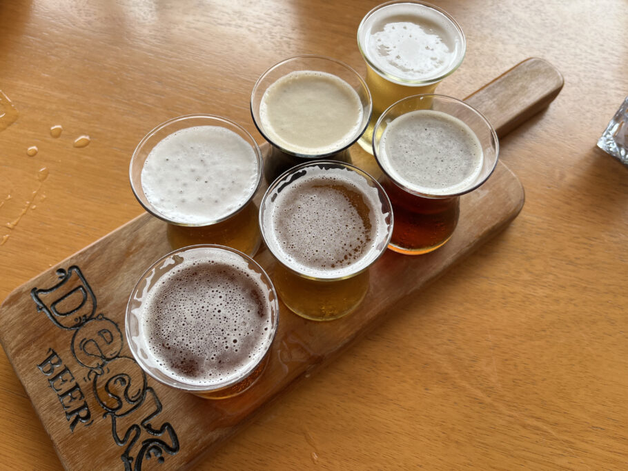 Régua de degustação da Deck Beer