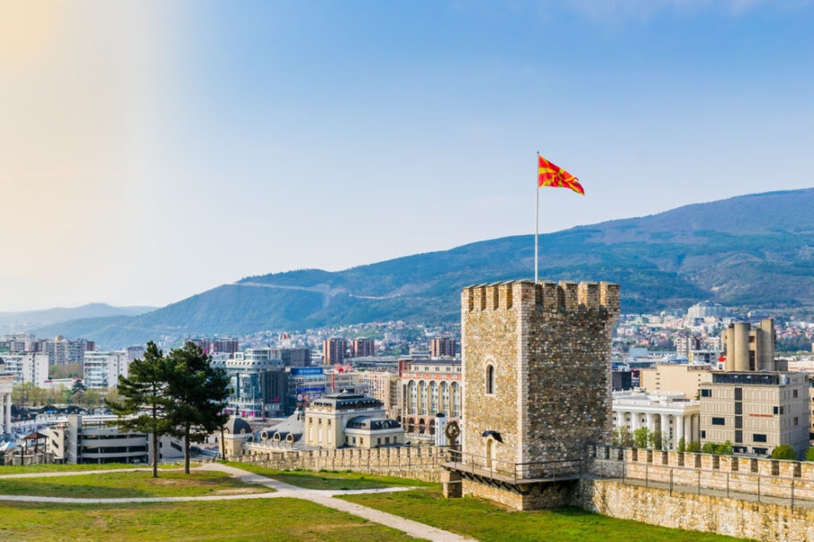A Fortaleza de Skopje, na capital da Macedônia do Norte