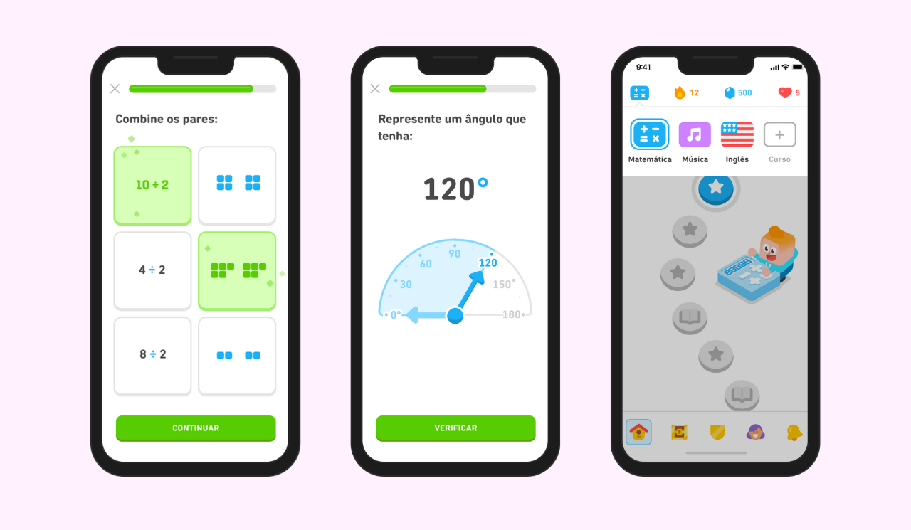 Matemática no app do Duolingo