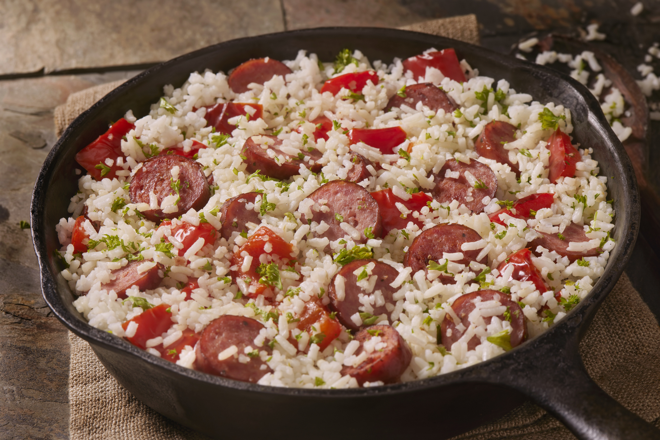 Arroz com calabresa