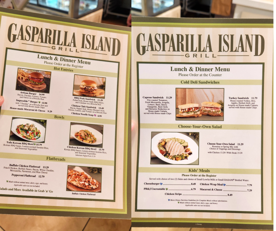 O Gasparilla Island Grill é para refeições rápidas, como café da manhã