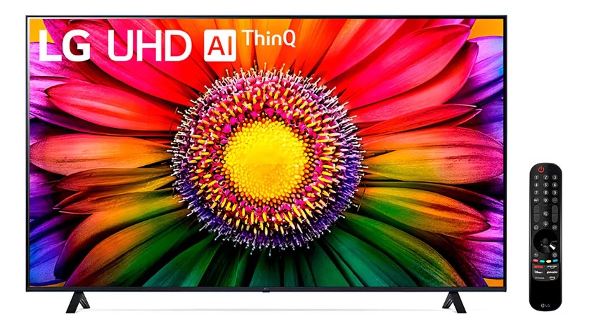 Com 41% OFF no Pix, a Smart TV  LG UHD AI ThinQ 65″ 100v 240v Preto sai por R$3.229,05