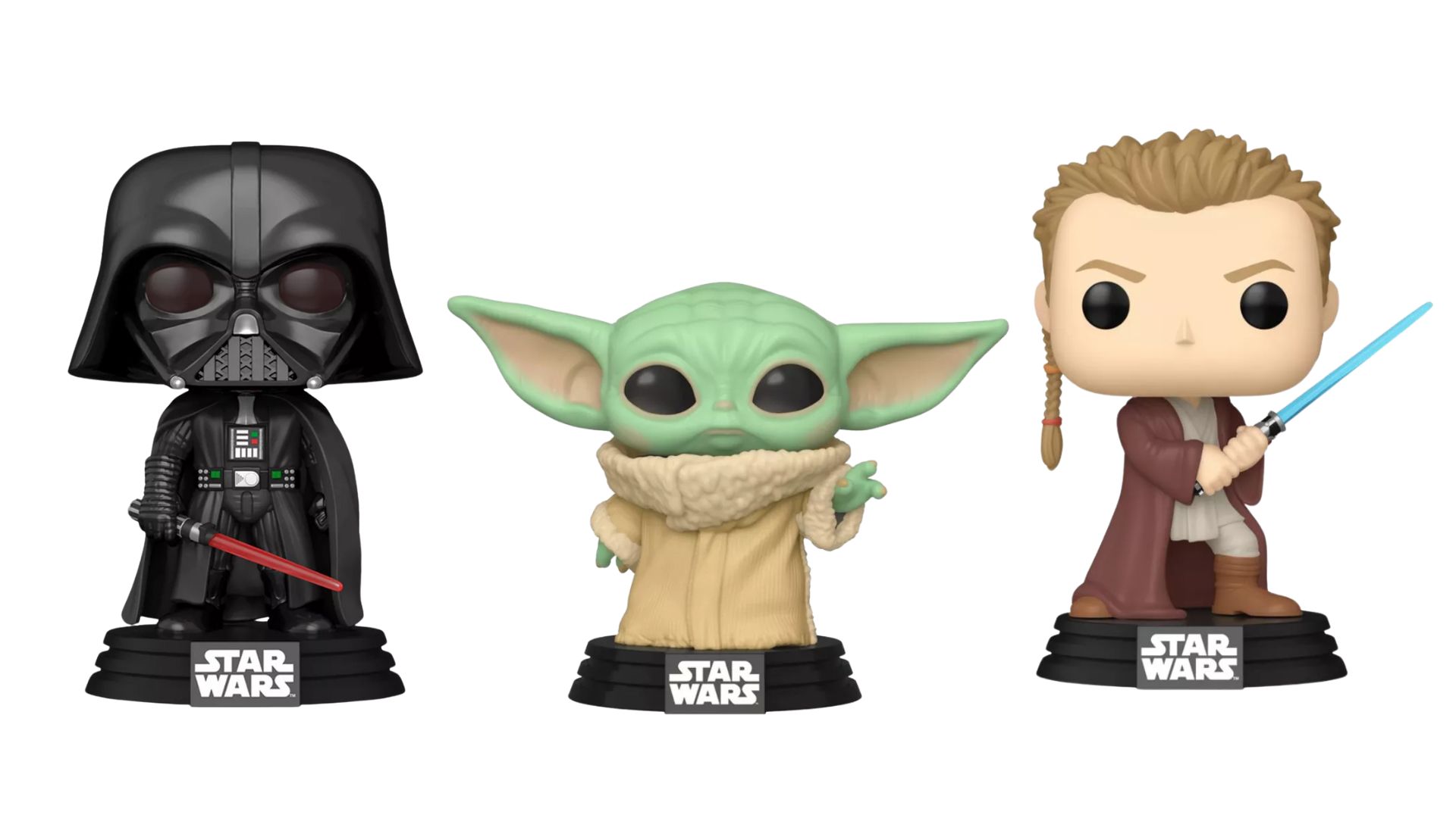 Baby Yoda sai por R$117,22; o Darth Vader, por R$159,54; e Obi-Wan Kenobi, por R$79,12