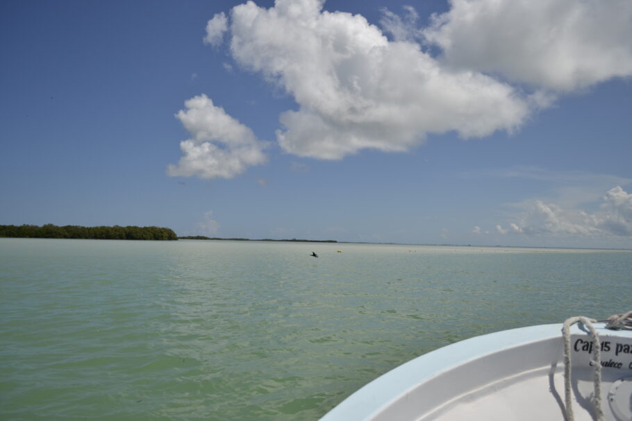 Vista de Punta Mosquito, um longo banco de areia